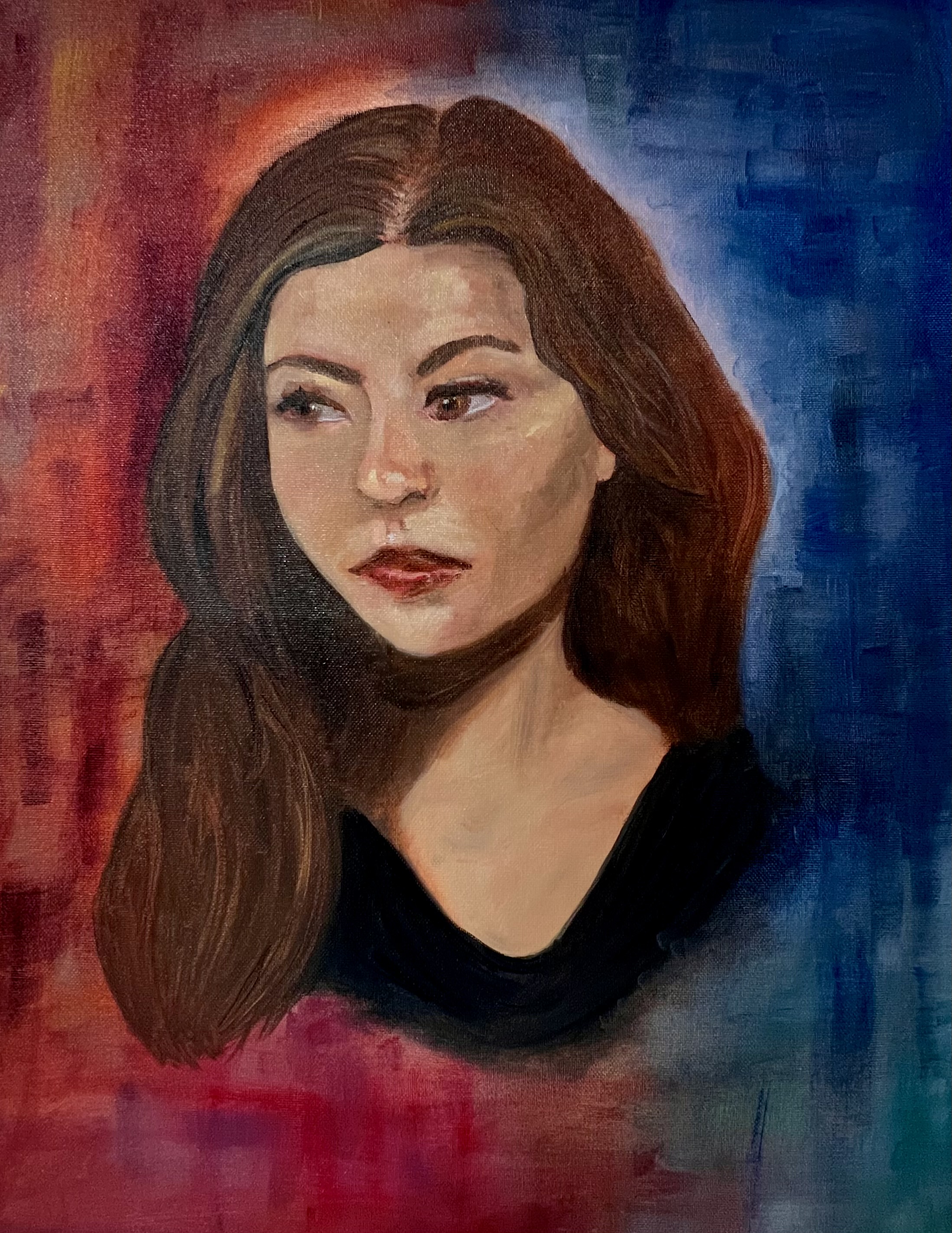 Self Portrait with a multi-colored background